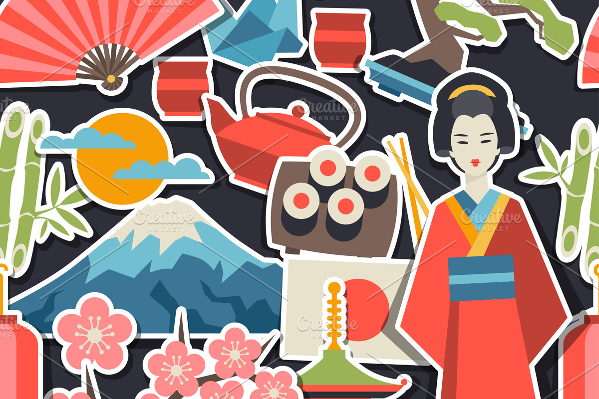 Japan stickers and patterns. preview 2