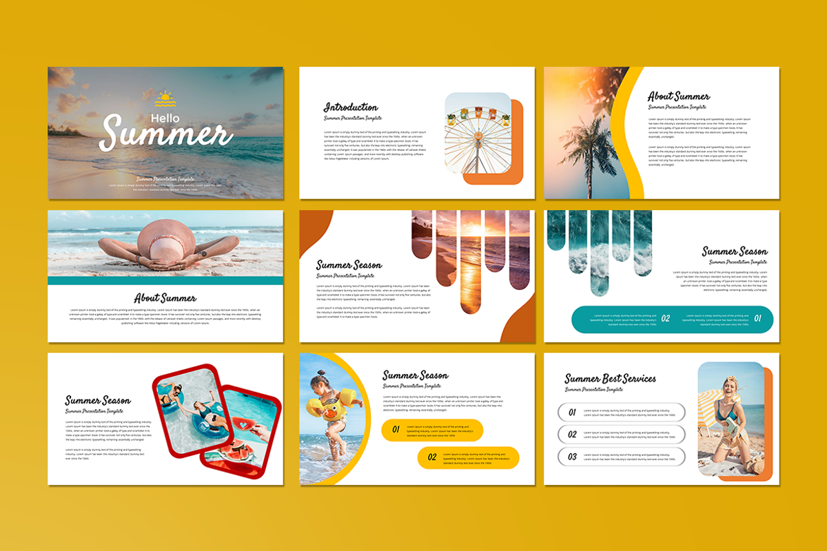 Hello Summer Google Slides Template, a Presentation Template by QR Design Studio (Photo 2 of 3)