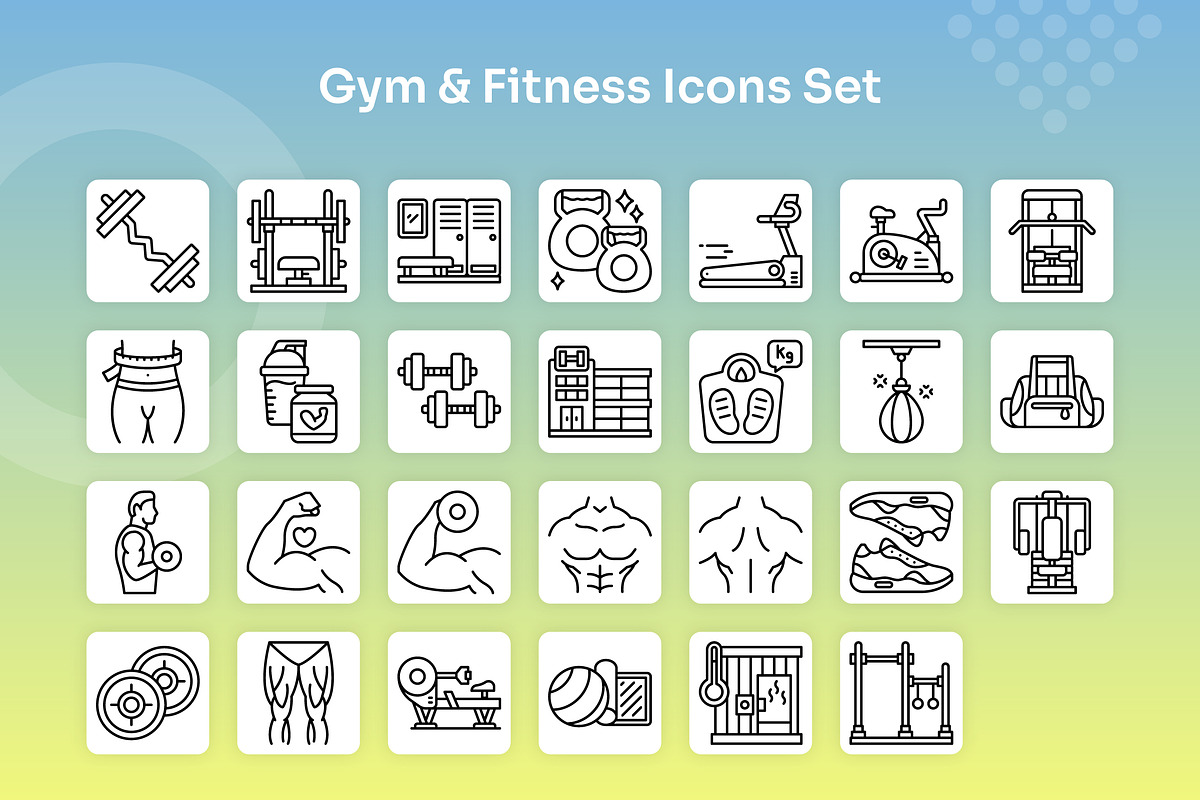 Gym & Fitness Icons Set - Line, an Outline Icon by Kmg Design (Photo 2 of 2)