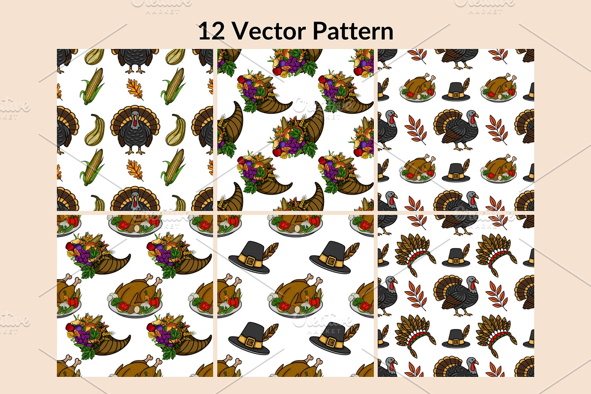 Thanksgiving Day Patterns Clipart, a Seasonal Illustration by Elatedowl (Photo 3 of 16)