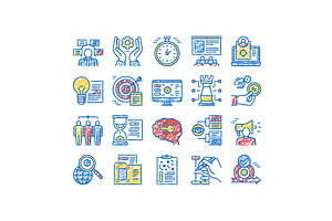 Project Development set Icons hand, an Object Illustration by pikepicture