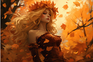 Beautiful Autumn Leaves Fall Girl