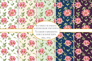 Peonies Seamless Patterns