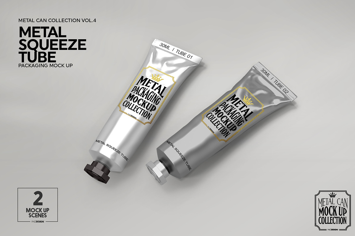 Metal Squeeze Tubes Packaging Mockup, a Packaging Mockup by INCDesign (Photo 9 of 10)