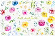 Bright watercolor flowers clipart, an Object Graphic by rosypatterns (Thumbnail 4 of 5)
