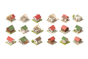 Houses construction site phases, an Object Illustration by Onyx