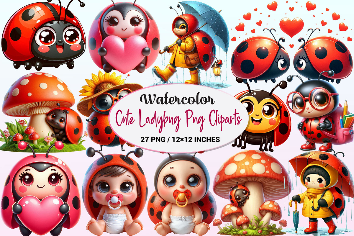 Cute Ladybug Cliparts., a Graphic by CitraGraphics (Photo 1 of 4)