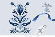 Vintage Bouquets In Delft Blue, a Decorative Illustration by Collection by VY (Thumbnail 11 of 12)