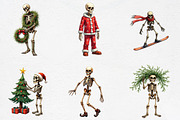 Cute Christmas Skeleton PNG Clipart, an Illustration by CrexoraLab (Thumbnail 3 of 5)