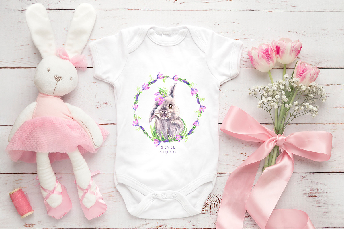 Watercolor Easter Bunny clipart, an Animal Illustration by GevelStudio (Photo 4 of 8)