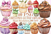 Christmas Glitter Cupcake Clipart, an Illustration by Sublimation Artist (Thumbnail 1 of 6)