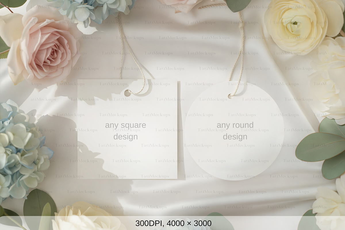 Elegant Floral Gift Tag Mockup, a Product Mockup by TatiMockup (Photo 2 of 4)