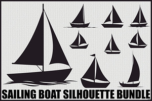 Sailing & Cargo Ship Silhouette Pack, an Illustration by Designs_River
