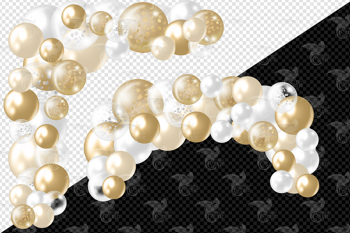 White and Gold Balloon Arches, an Illustration by Digital Curio