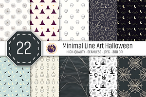Minimal Line Art Halloween Patterns, a Pattern Graphic by Coco Bloom