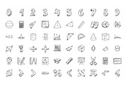 100 Mathematics Doodle Icons, an Outline Icon by Creative Stall (Thumbnail 2 of 3)