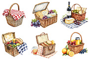 Summer Picnic Basket Clipart Bundle, an Illustration by Pixels.Craft (Thumbnail 6 of 10)