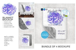 Sherpa Baby Blanket Mockup Bundle, a Household Mockup by StyledProductMockups