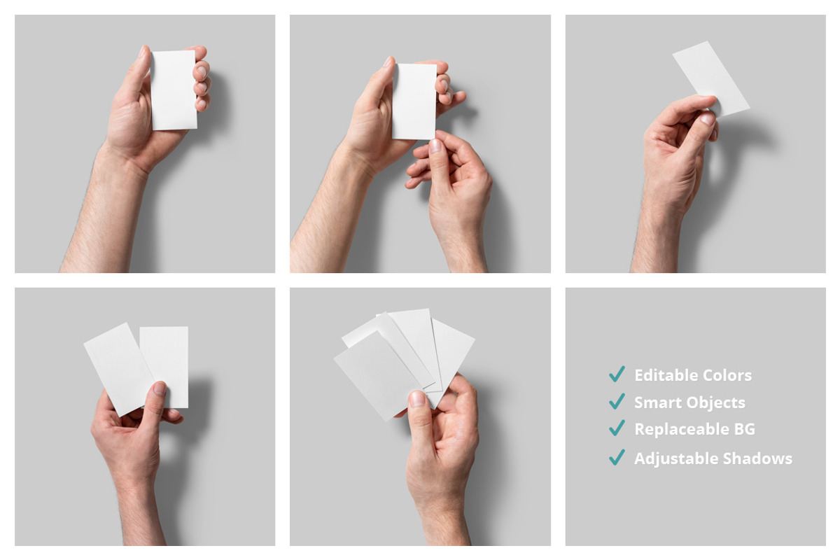5 Handheld Business Card Mockups, a Print Template by h3design (Photo 2 of 7)