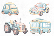 watercolor transportation clipart, a Photo by Elegant_Studio44 (Thumbnail 2 of 3)