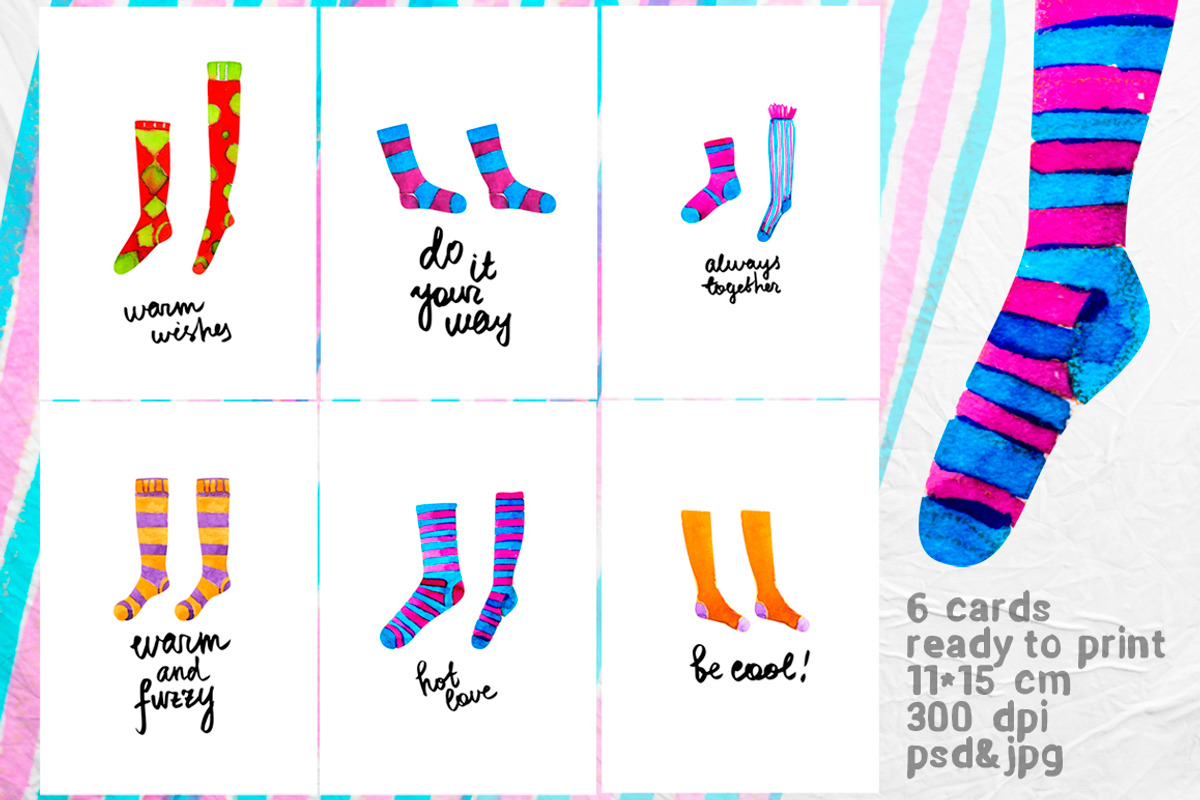 Watercolor socks set, an Illustration by Kotozoid (Photo 4 of 5)