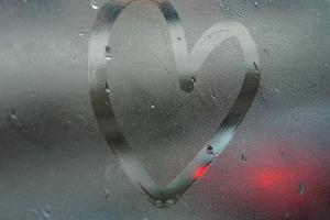 Heart containing nature, love, and window