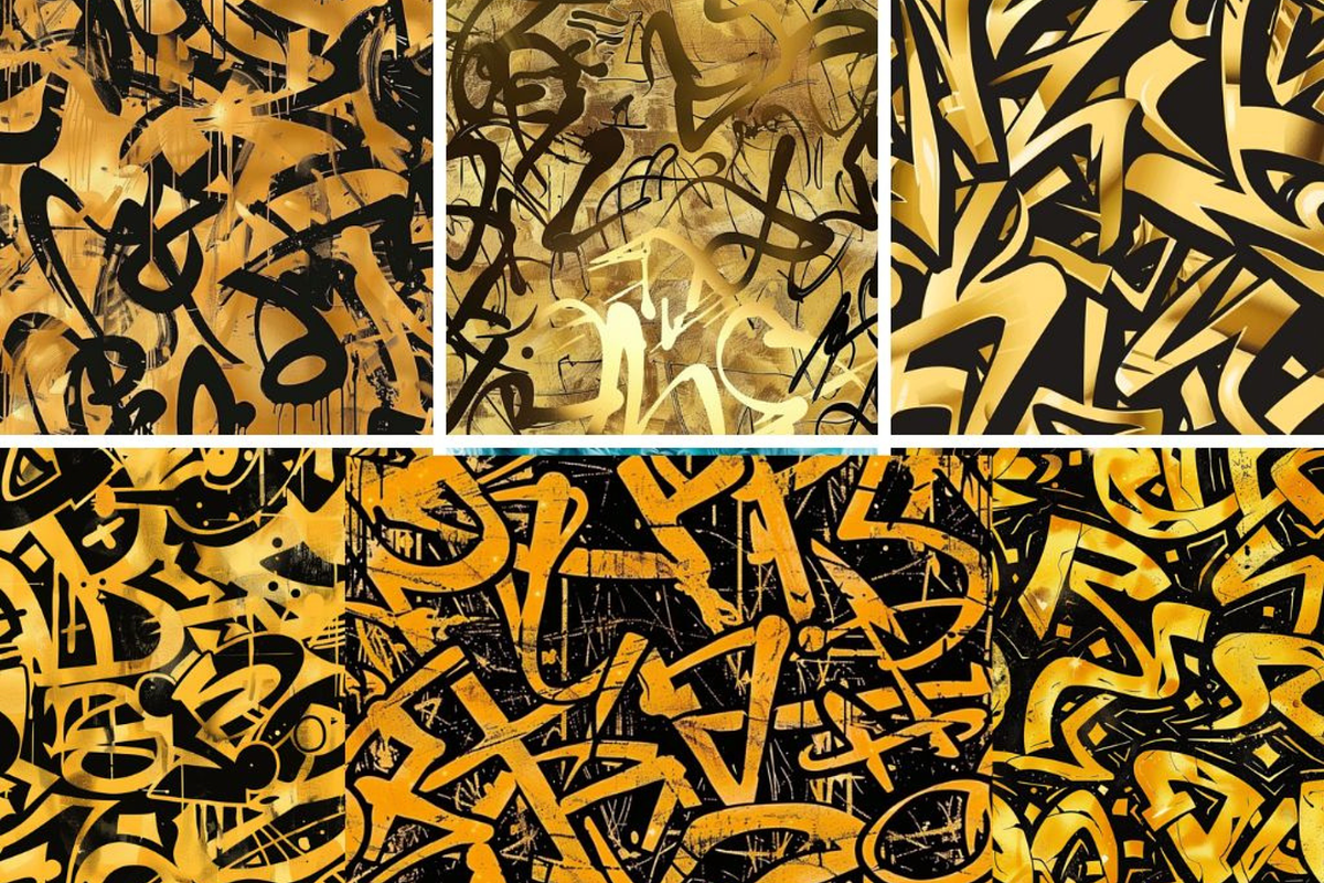 Gold Graffiti Seamless Patterns, a Pattern Graphic by PrintablesByFranklyn (Photo 2 of 4)