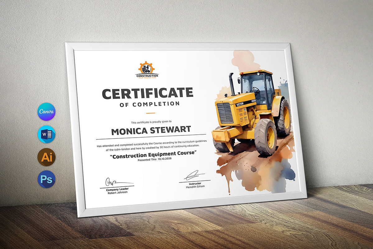 Equipment Operator Certificate, a Stationery Template by DesignDevisers (Photo 1 of 10)