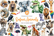 Safari Animals Clipart Bundle, an Illustration by SinaCreation (Thumbnail 1 of 5)