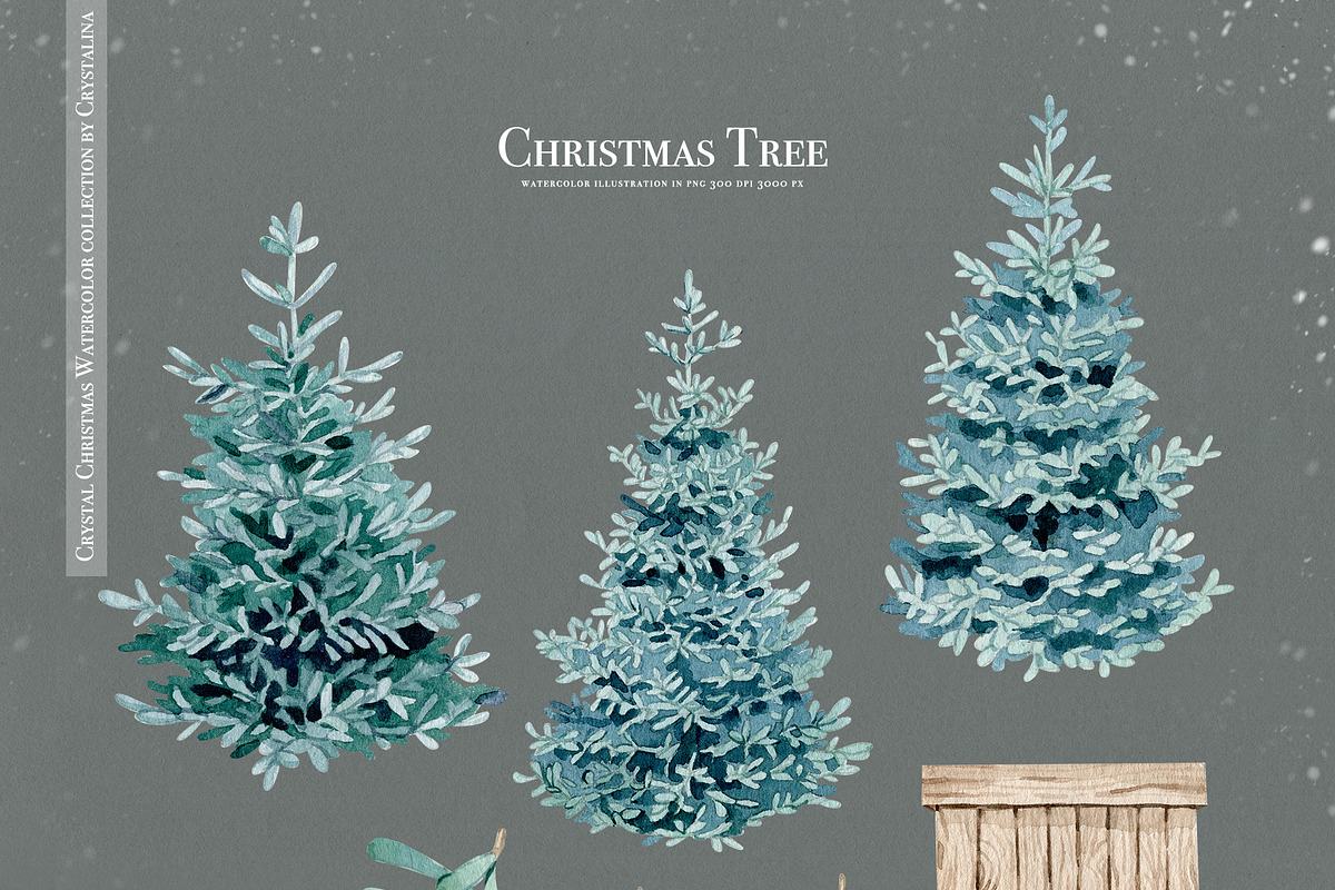 Crystal Christmas watercolor set, a Decorative Illustration by CrystalinaShop (Photo 16 of 18)