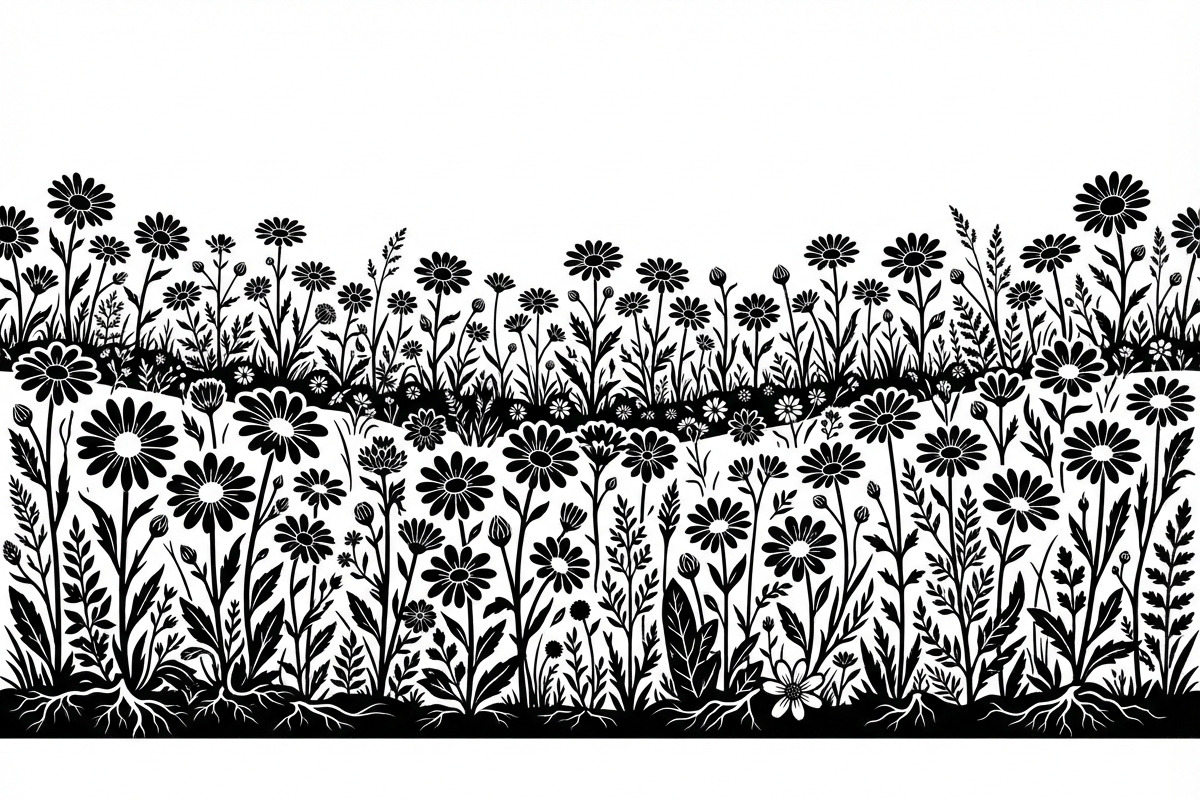 60 Daisy Flower Field Silhouette, a Seasonal Illustration by Amazin_art (Photo 32 of 36)