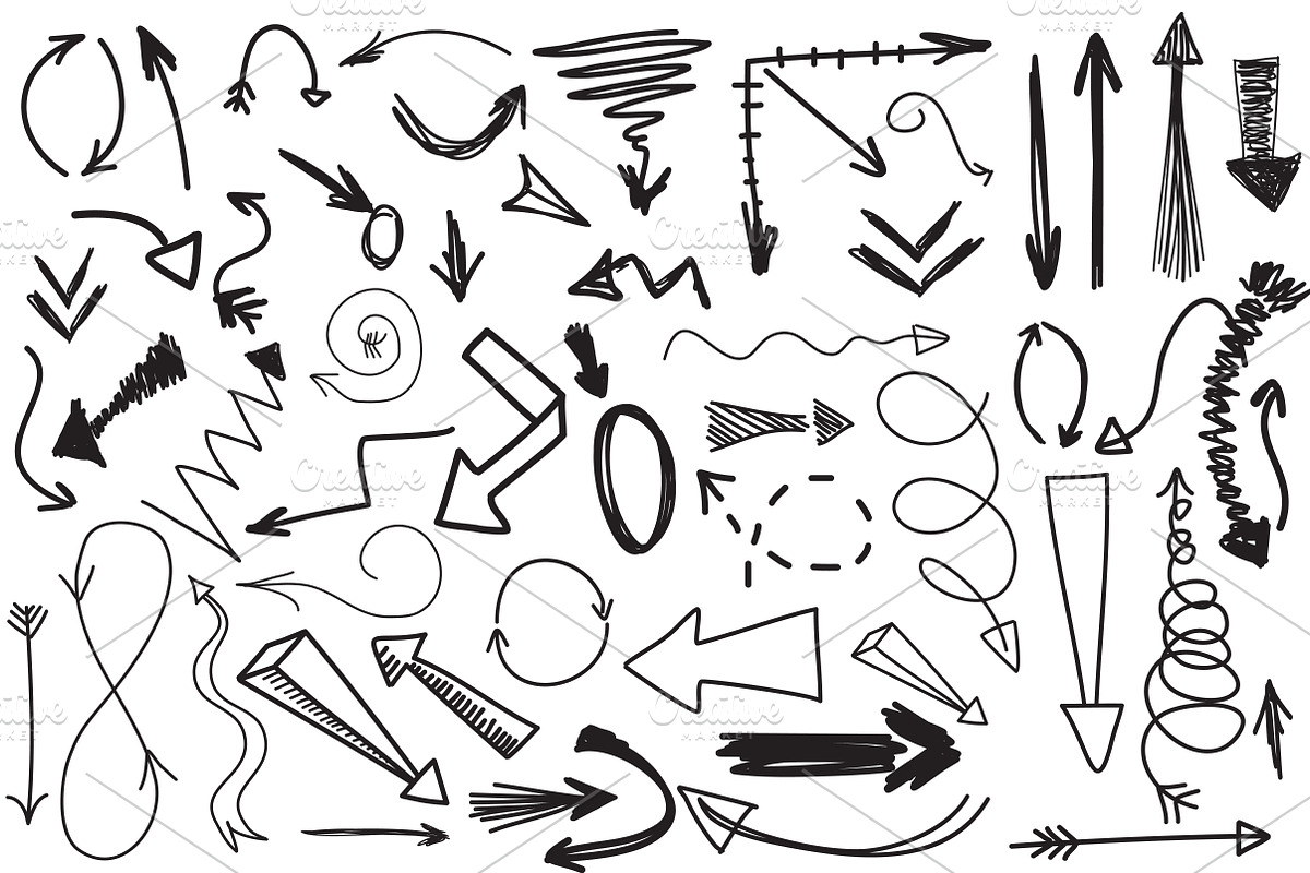 Doodle sketch arrows set, a Templates & Theme by mcherevan (Photo 2 of 3)