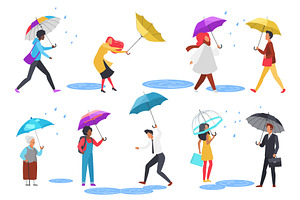 Umbrellas people walk rain male, a Person Illustration by Lemberg Vector