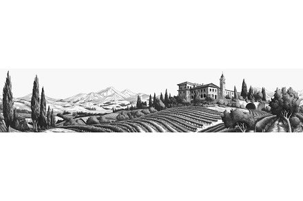 Tuscan Landscape Villa Vineyards, an Illustration by AlexArt
