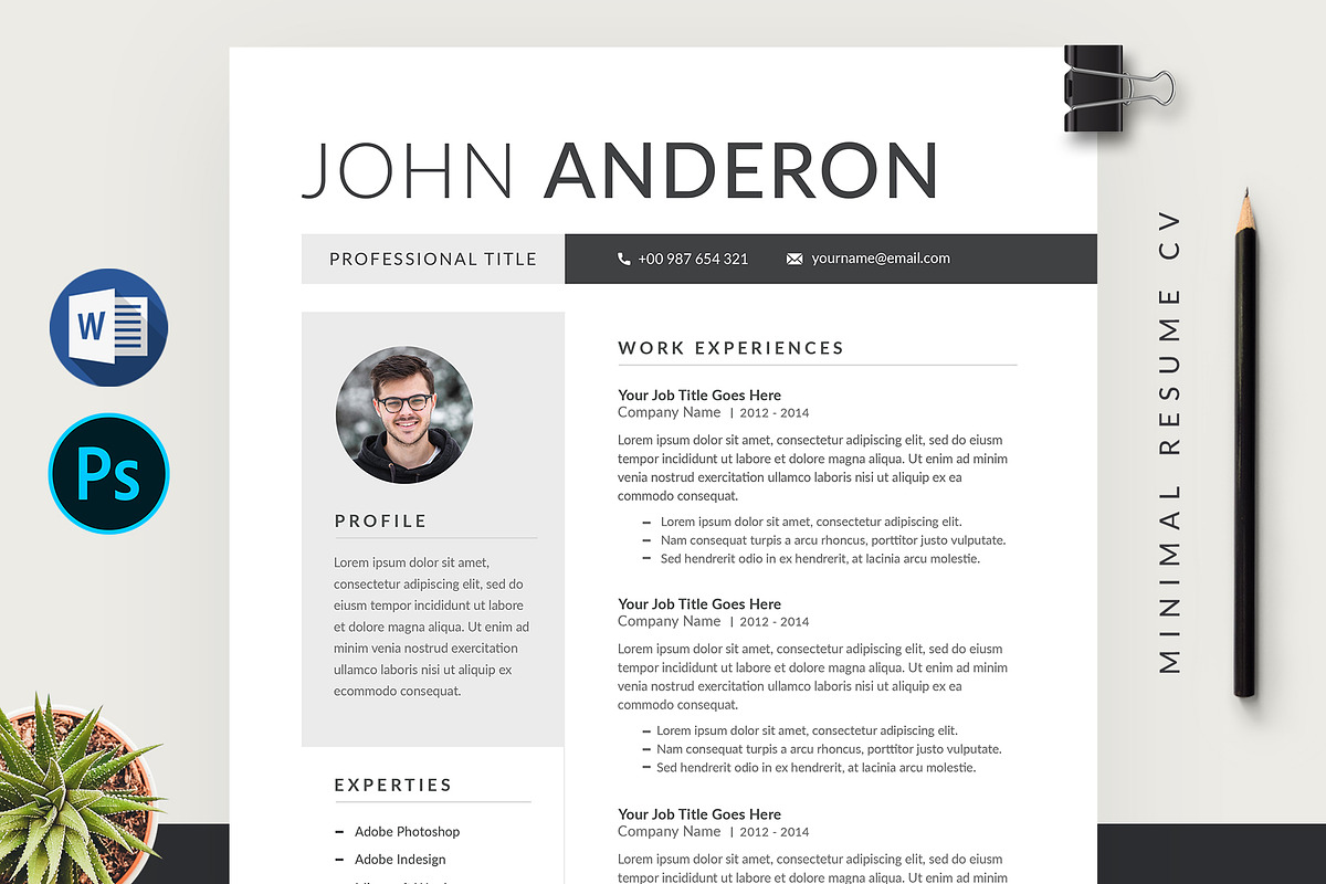 Modern Resume Template CV, a Resume Template by Pixelpick (Photo 1 of 4)