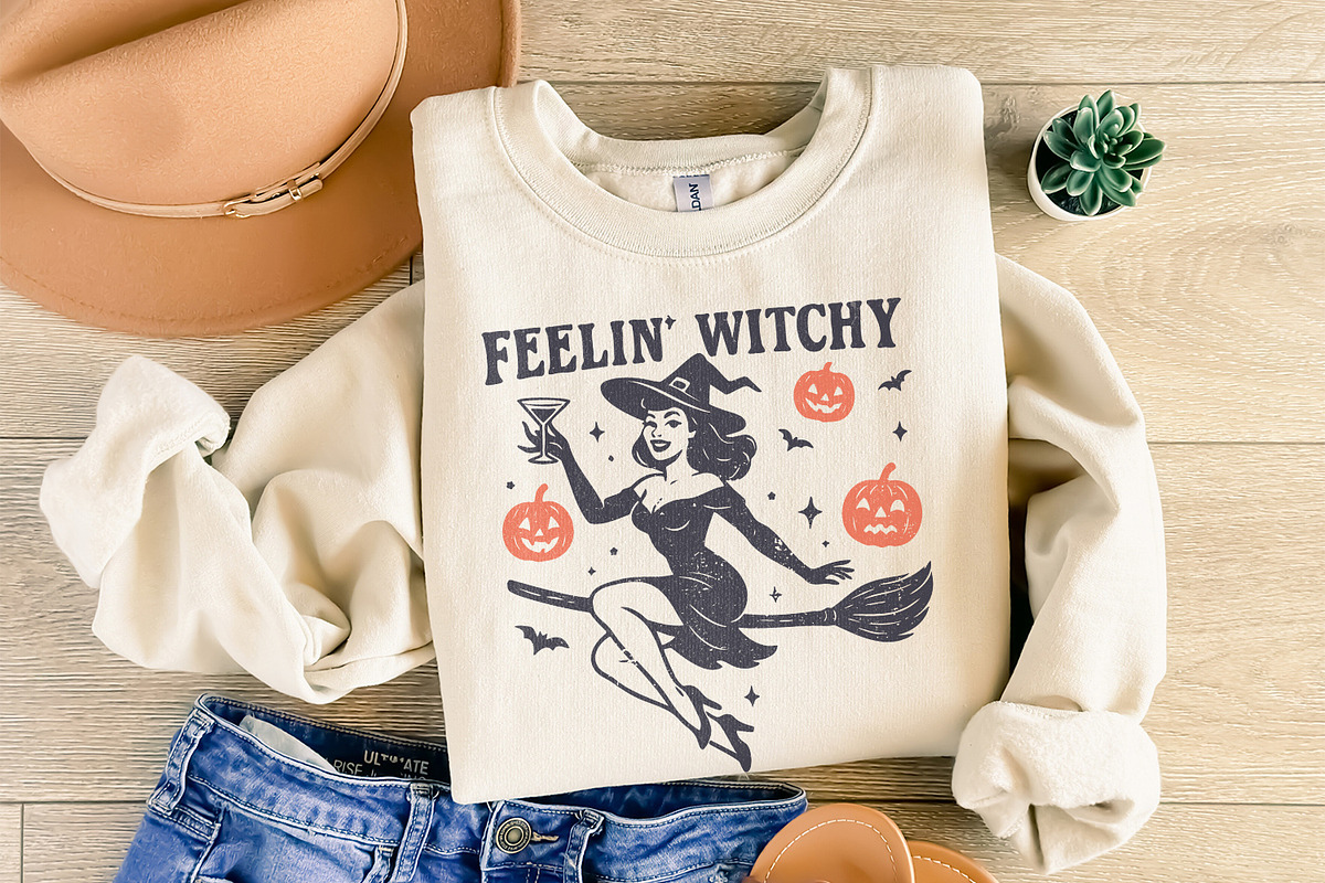Feelin Witchy PNG, Retro Witch, an Illustration by SharpMarketplace (Photo 8 of 9)