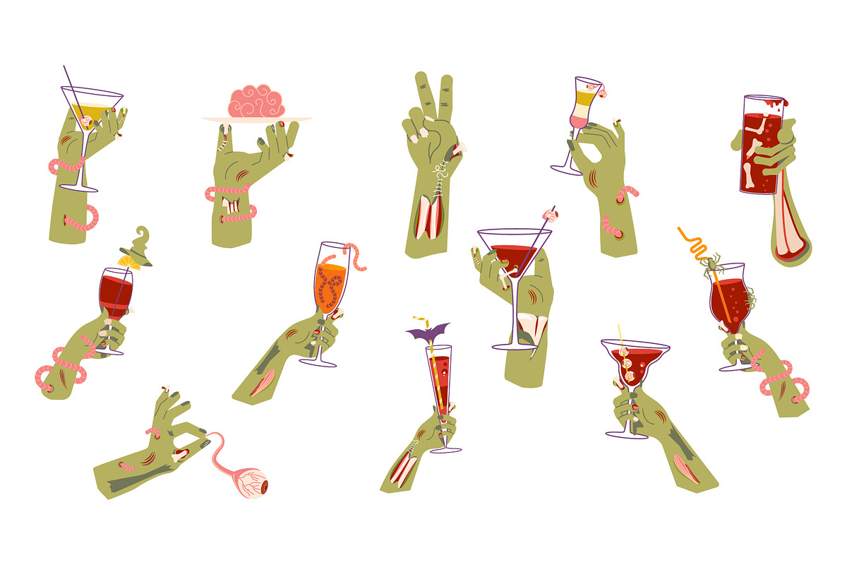 Zombie hands with bloody cocktails, a Graphic by Lucky Shop (Photo 5 of 5)