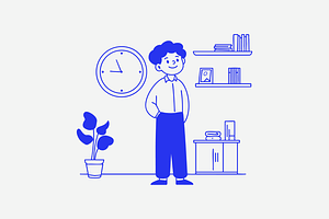 Cartoon Man Home Interior Doodle, a Person Illustration by Danil Polshin
