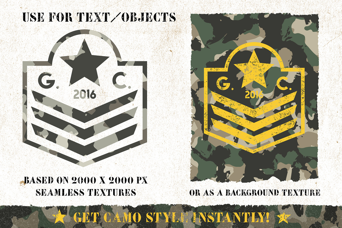 Camo Styles for Adobe Photoshop, a Layer Style Add-On by Guerillacraft (Photo 3 of 6)