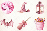 Pastel Pink Halloween PNG Clipart, a Graphic by Libby Wishes (Thumbnail 5 of 6)