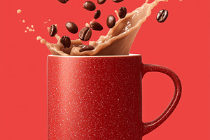 Coffee beans and a splash of coffee, a Food & Drink Photo by MistyDay