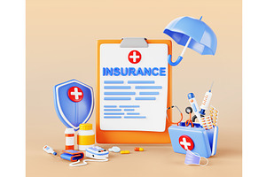 3d health insurance cartoon poster, a Healthcare Illustration by Marozhkastudio