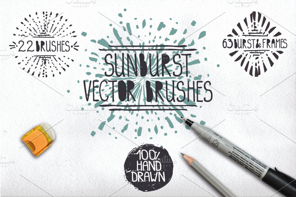 Burst ray pattern brushes set