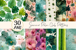Summer Palm Club Seamless Patterns, an Illustration by DreamPrint404
