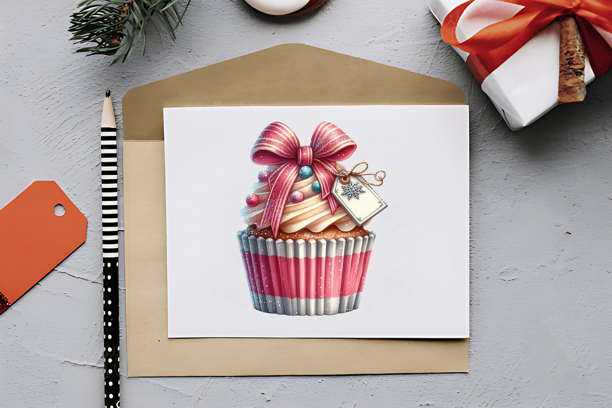 Christmas Cupcakes Vintage Clipart, an Illustration by RobertsArt (Photo 5 of 7)
