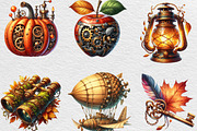 Watercolor Steampunk Autumn Clipart, an Illustration by Black Bird Studio (Thumbnail 4 of 6)