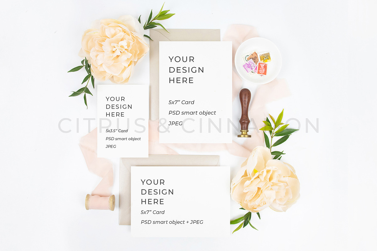 Wedding Invitation RSVP Mockup 1441, a Print Template by Citrus and Cinnamon