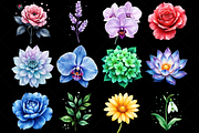 Gemstone Floral Fusion Clipart png, a Decorative Illustration by FloridPrintables (Thumbnail 4 of 9)