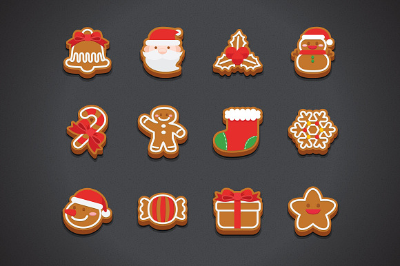 Flat Christmas Cookie Icons