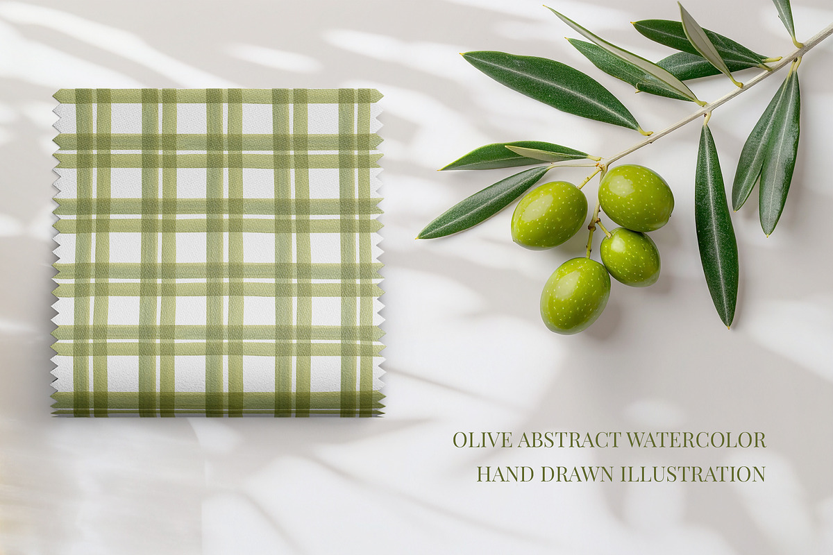 Olive abstract patterns watercolor, a Texture Illustration by YarovaArt (Photo 2 of 21)